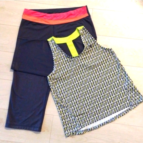 🆕Plus ATHLETIC SET!! SPORT-TEK Crop Pants & Y*A*S SPORT Neon Racer Back Tank! - Picture 1 of 6
